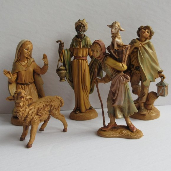 Fontanini Other - 5 Fontanini Nativity Depose Italy Figures David, Mary, Balthazar, Miriam, Sheep